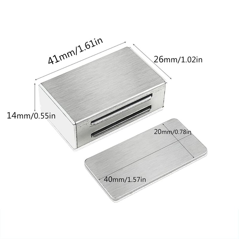Jiayi Magnetic Cabinet Catches Adhesive Jiayi 4 Pack Cabinet Magnetic Latch Cabinet Door Magnet Stainless Steel Kitchen Magnetic Door Latch for Cupboard Magnetic Closure Closet Door Closing for Drawer - Image 4